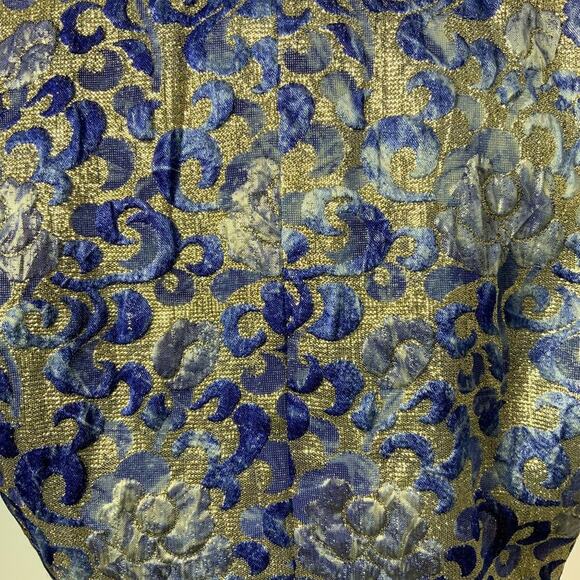 Mary McFadden MMF Collection Brocade Blue and Gold Jacket. Size 10 - Picture 5 of 7